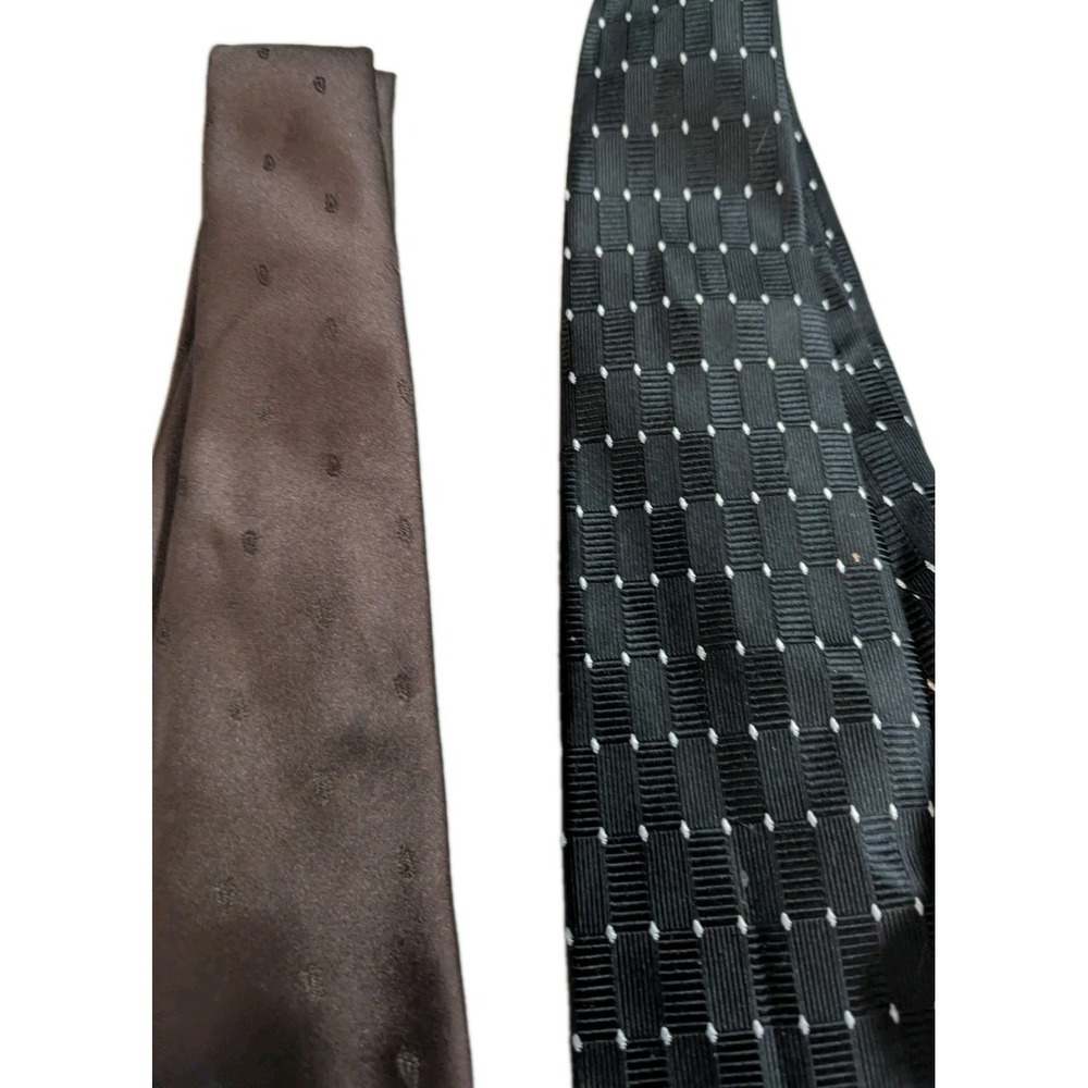 Men's Designer Tie Bundle | 100% Silk & Vintage Blends | Black, Brown, Silver - Picture 9 of 12